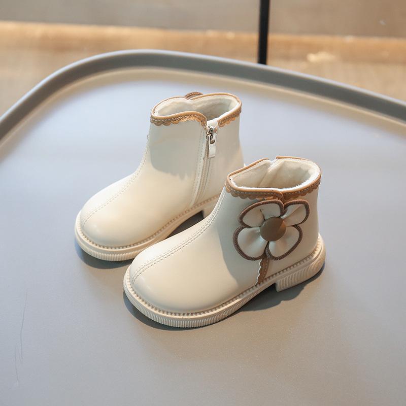 Девичьи бархатные хлопковые ботинки Осень и Зима Детские теплые короткие ботинки Девичьи ботинки