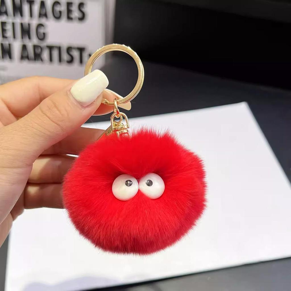 Cute Plush Coal Ball Charm: Keychain & Backpack Accessory