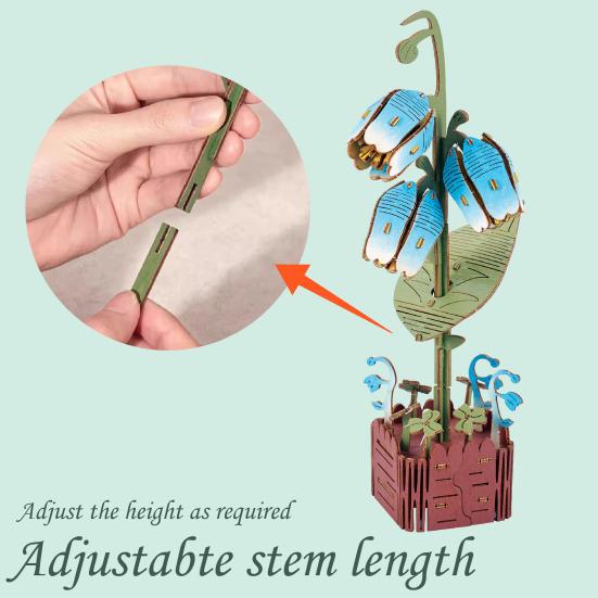 3D Wooden Flower Puzzle Kit for Adults DIY Botanical Bouquet Building Set Wood Sunflower/Rose Floral Craft Kit for Stress Relief Mother's Day