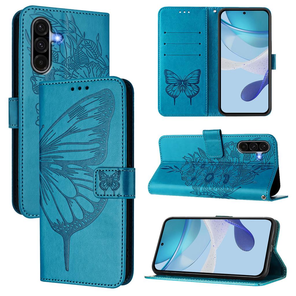 For Samsung Galaxy A36 5G Wallet Case with Wrist Strap Butterfly Imprint Leather Phone Cover