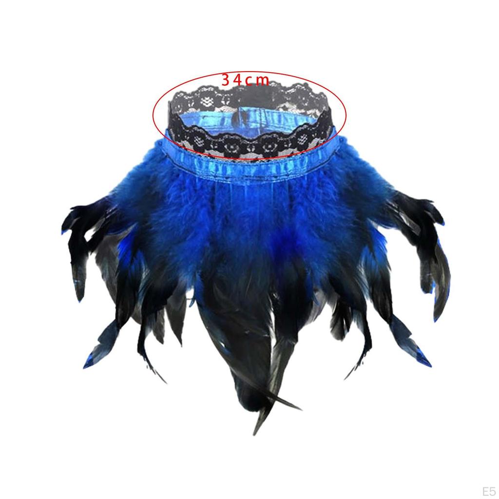 Черная накидка-кейп с искусственными перьями, ожерелье-чокер для Хэллоуина, болеро для сценического выступления