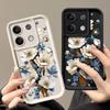 Blue Flower Pattern Phone for Xiaomi 14t 13t Poco X6 X5 F6 Pro Redmi Note 14 13 12 11 10 Pro Shockproof Silicone Soft Lens Protection Matte Cover