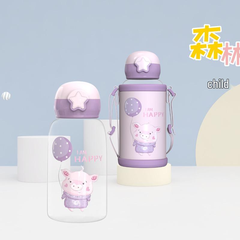 Мультяшный пластиковый стакан для воды с трубочкой-носиком для детей - Портативный и идеально подходит для школы