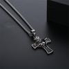 Retro Portrait Crown of Thorns Pendant Titanium Steel Cross Necklace for Men