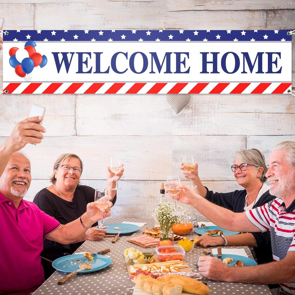 Баннер Blulu Welcome Home Украшение 71 x 15,7 дюйма Большой знак во двор Welcome Back Home для улицы, День памяти, Патриотический День труда, Возвращение домой