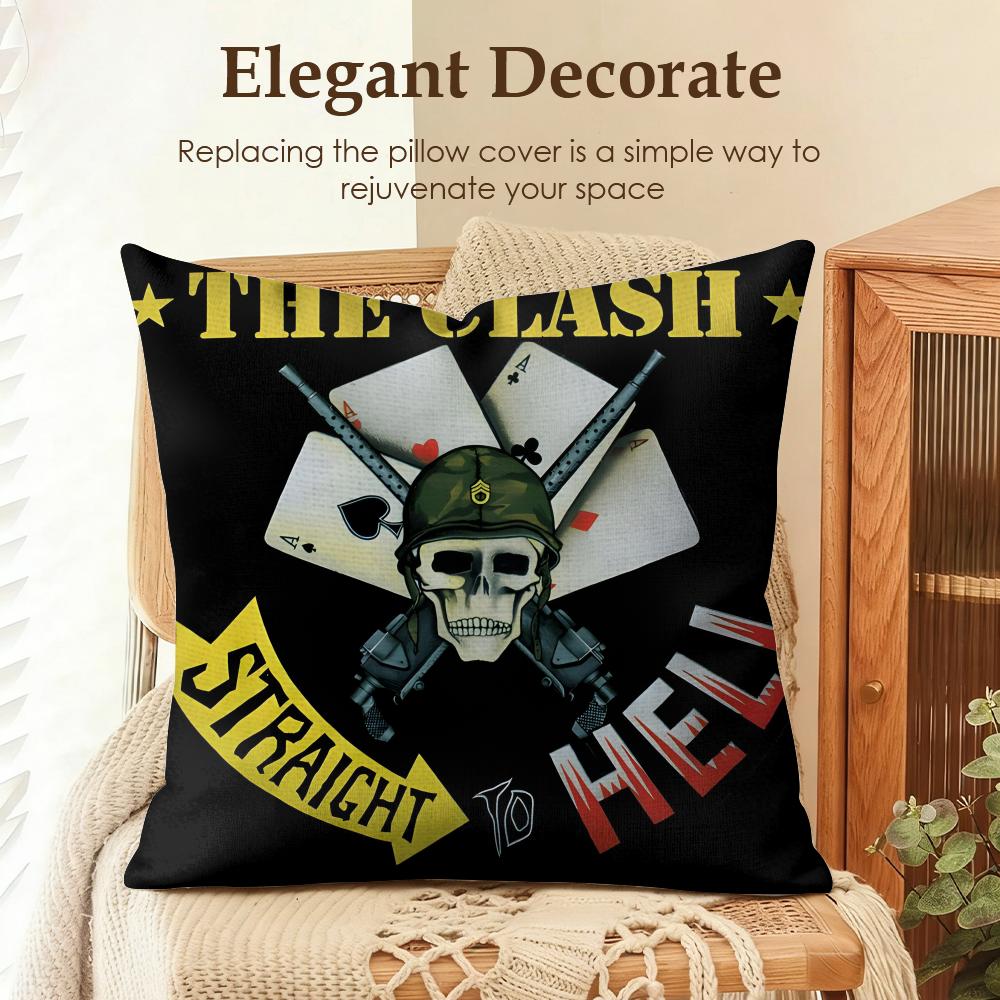 Band The CClash Cushion Cover Natural Linen Organic Fabric DoubleSided Printing Sofa Home Decor Gift Pillow Case