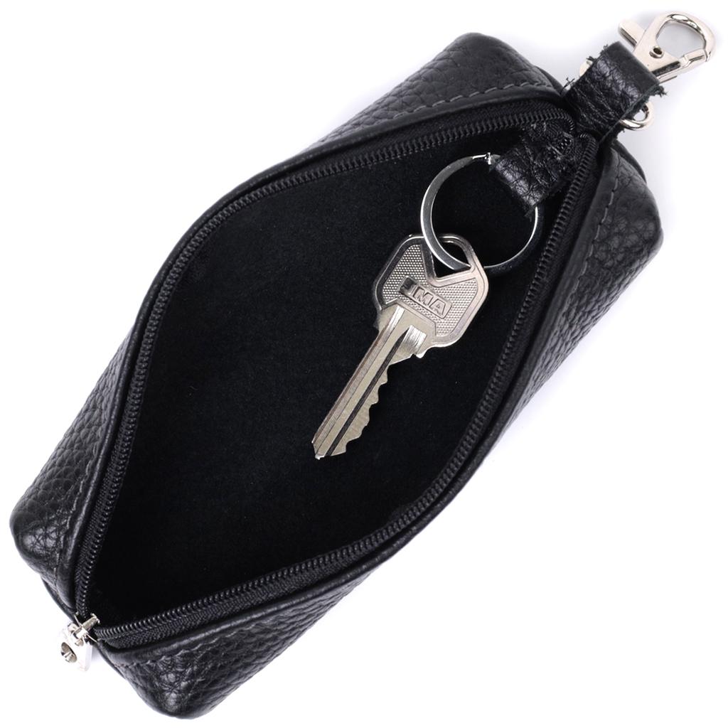 Вместительная ключница унисекс из натуральной кожи SHVIGEL Key Wallet 16227 Черная