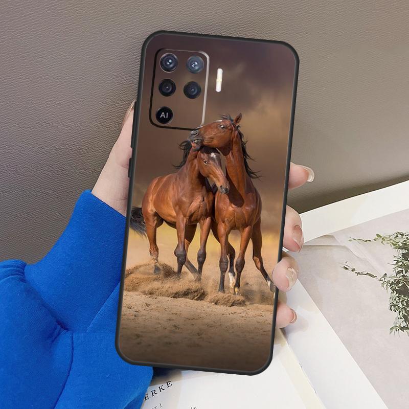 Чехол для телефона с бегущими лошадьми для Oppo A78 A38 A18 A98 A58 A60 A80 A40 A96 A76 A16 A94 A74 A54 A15 A17 A57 A77 A5 Pro