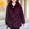 Winter Faux Fur Coat For Women Thick Warm Outerwears Hooded Elegant Middle-aged Woman Plus Size Fur Jacket