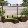 VidaXL Garden Lounge Set 6 Pcs with Cushions Brown Wicker, Outdoor Sofa Set, Garden Corner Sofa, 3308102