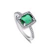 925 Sterling Silver Square Inlaid Crystal Rings for Women Charm Jewelry Party Gift