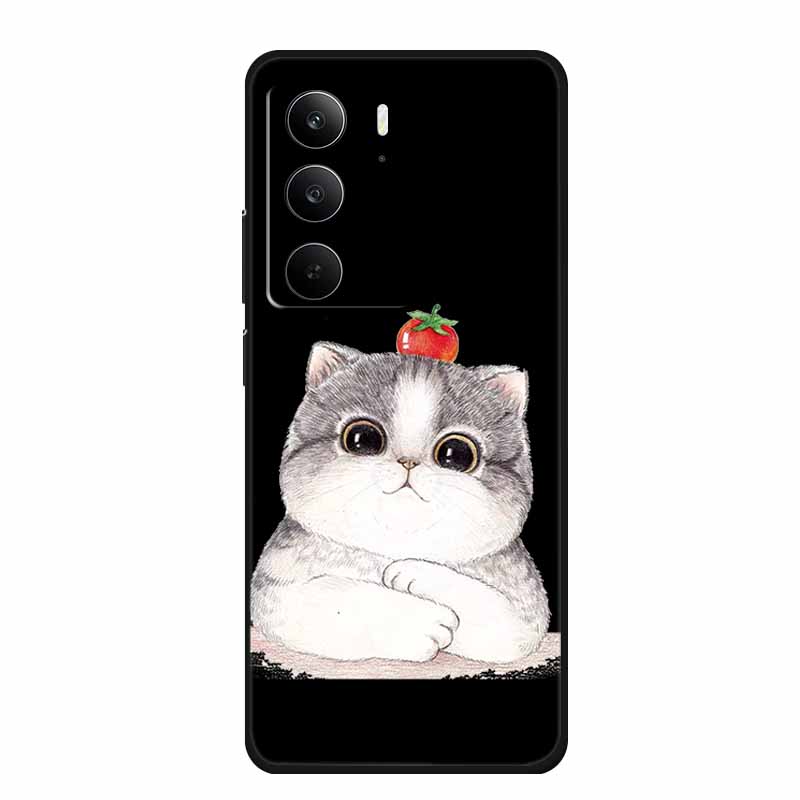 Для Realme Narzo 80 Lite 5G Чехол Narzo80 Lite Чехол Мультяшный Кот ТПУ Черный Силикон Мягкий Чехол для Телефона Для Realme Narzo 80Lite Funda