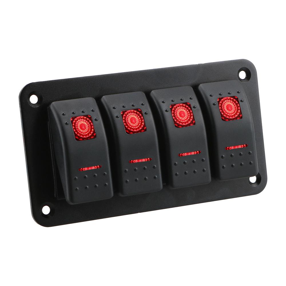 4 Buttons Car Switch Panel LED Light Toggle Rocker Parts Control Breaker Accessories for Boat Marine RV Caravan Truck 12V 24VGood product