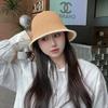 Foldable bucket hat women ins sunshade sunscreen hat simple color matching milk silk woven bucket hat