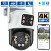 2024 New Outdoor PTZ 8MP 4K Wifi Surveillance Camera Two Lens Security Waterproof Closed Circuit Surveillance AI Auto Tracking Camera ICsee APP
