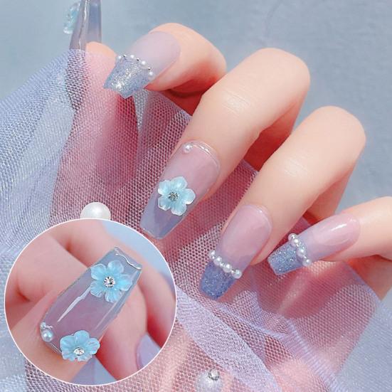 30Pcs/Pack Flower Lovely Charms Colored Shiny Rhinestones Nail Resin Craft DIY Nail Art Accessories 3D