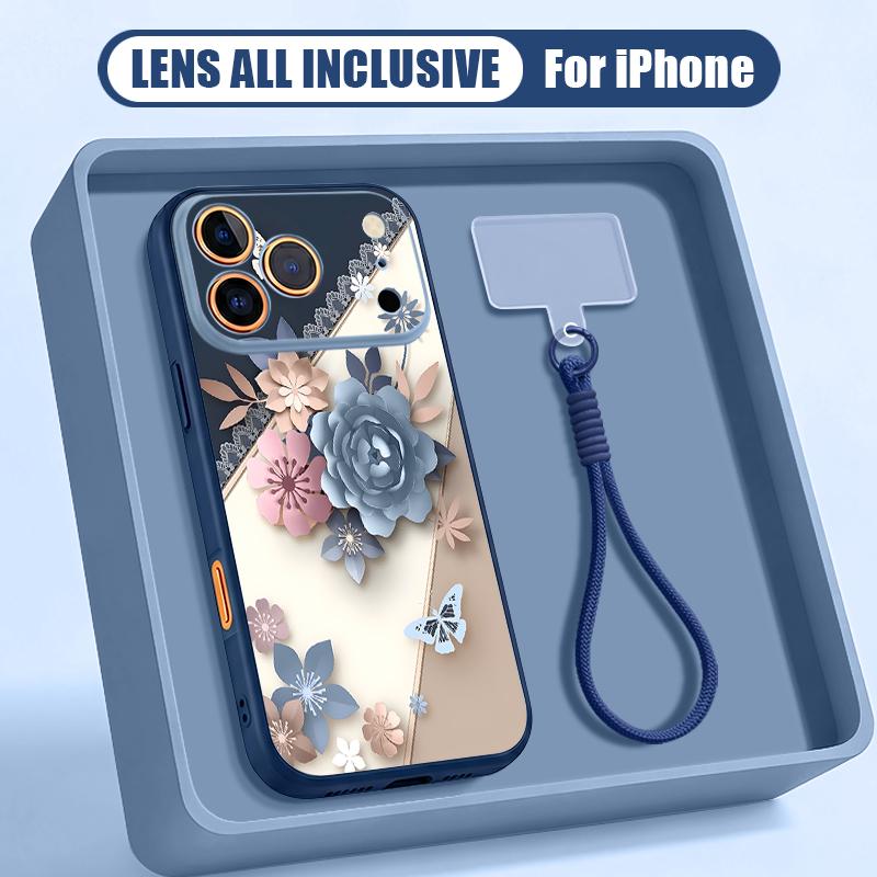 INS Акварельный Цветочный Чехол-Ремешок Для iPhone 17 Pro Max Гибридный TPU+PC Магнитный Для Magsafe Матовая Крышка Для iPhone 16 15 14 13 Pro Max