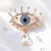 Hollow Out Devil Eye Brooch Pin Crystal Pendant Banquet Clothes Pin  Decoration