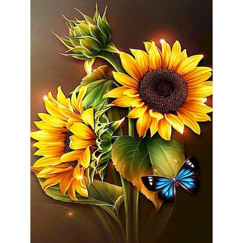 5D DIY Sunflowers Diamond Painting Kits Full Round Diamond Embroidery Cross Stitch Mosaic Art Home Decor Diamond