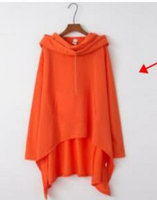 2023 Осень/Зима Европейский и Американский Однотонный Длинный Худи с Капюшоном