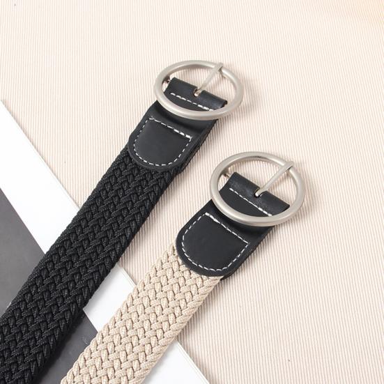 Women Canvas Jeans Belt No Punch-Free Design Wear-Resistant Braided Waistband Dress Shirt Tops Belt