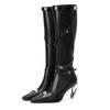 Fashion Spring/Summer 2025 Special Heel Thin Belt Functional High Heel Pointed Toe No Knee High Leather Boots Fashion Boots