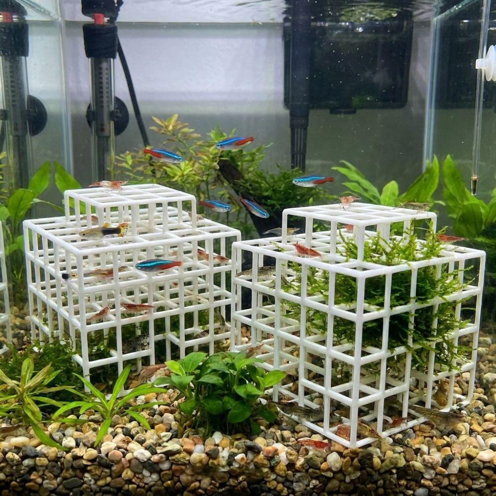 3D-печатное укрытие-убежище для рыбок и креветок, полый пластиковый грот-убежище для аквариума, решетчатый, многоуровневый, натуральный вид, среда обитания для петушка