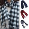 Adult Scarf Double-Sided Velvet Soft Plaid Pattern Autumn Winter Scarf with Tassel