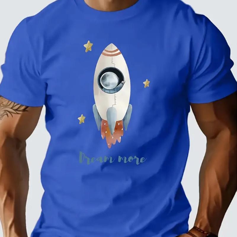 Новая летняя мужская модная футболка с принтом ракеты из мультфильма «Персонажи», мужская футболка, топ