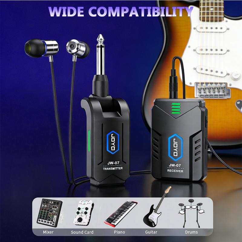 JOYO JW-07 Wireless in Ear Monitor System 2.4GHz Low Latency 12 Channel Banks Wireless Transmitter Receiver for Live Performance