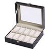 Коробка для хранения часов. Витрина с 10 слотами. Органайзер из настоящего стекла со стеклянной крышкой в ​​рамке. Элегантный контраст.