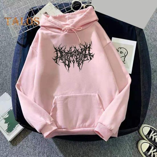 Осень-зима унисекс толстовка с капюшоном затягивающийся эластичный манжет с принтом шипов плотный флис накладной карман свободный длинный рукав свитер теплый топ