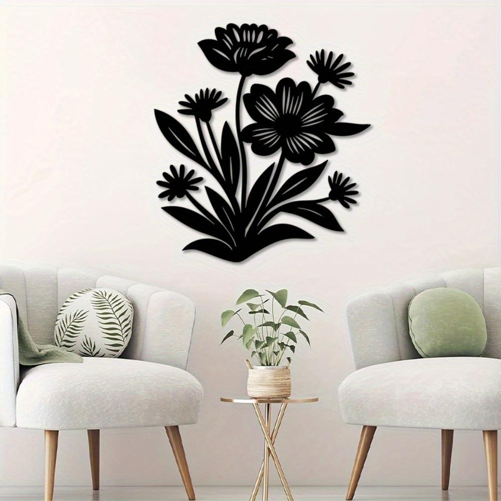 Металлический декор для стены с лазерной резкой, Цветочная подвесная композиция, Подарок для дома и сада, Железная цветочная скульптура, Плакетка