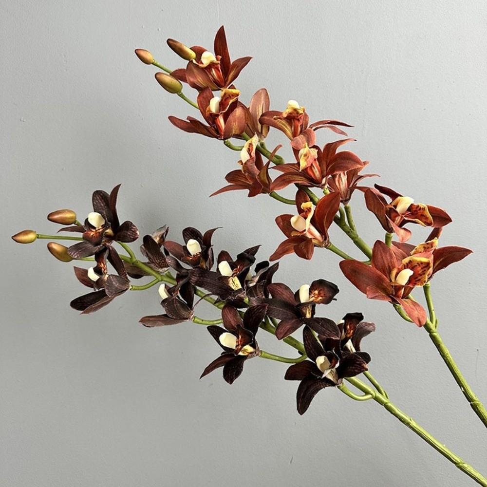 Handmade Artificial Silk Cymbidium Branch Real Touch Fake Flowers Event Decoration