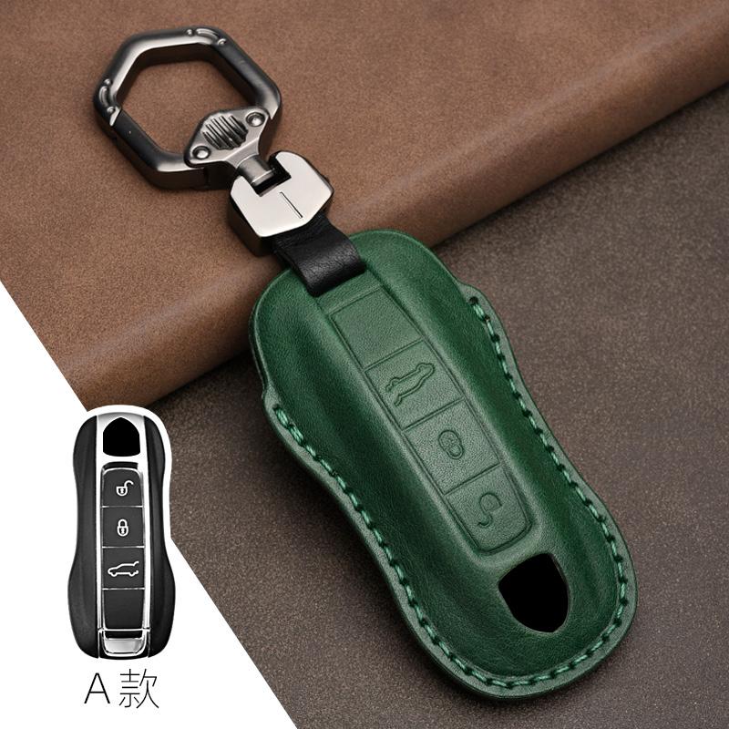 Genuine leather Protector For Porsche New Cayenne Panamera 911 992 Taycan Key Case Cover Fob