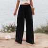 Women's 9-pant Casual Loose High Waist Cotton Linen Wide Leg Long Pants With Pockets