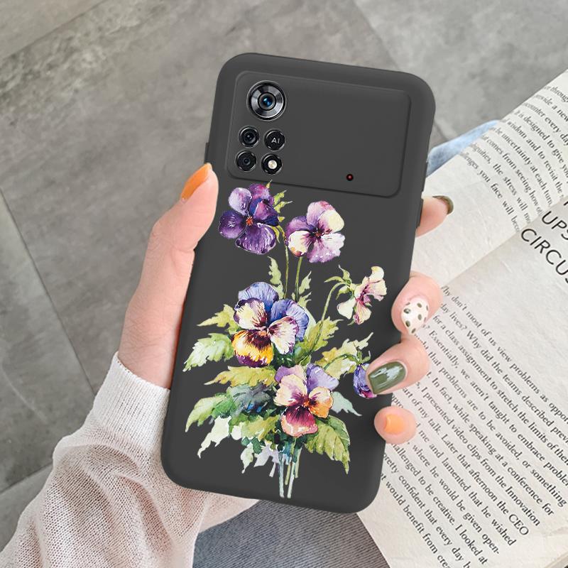 Для Poco X4 Pro 5G M4Pro Чехол Funda Винтажный Цветок Лист Защитный Чехол TPU Capa Для Xiaomi Poco X4 Pocox4 X 4 M4 Pro Coque