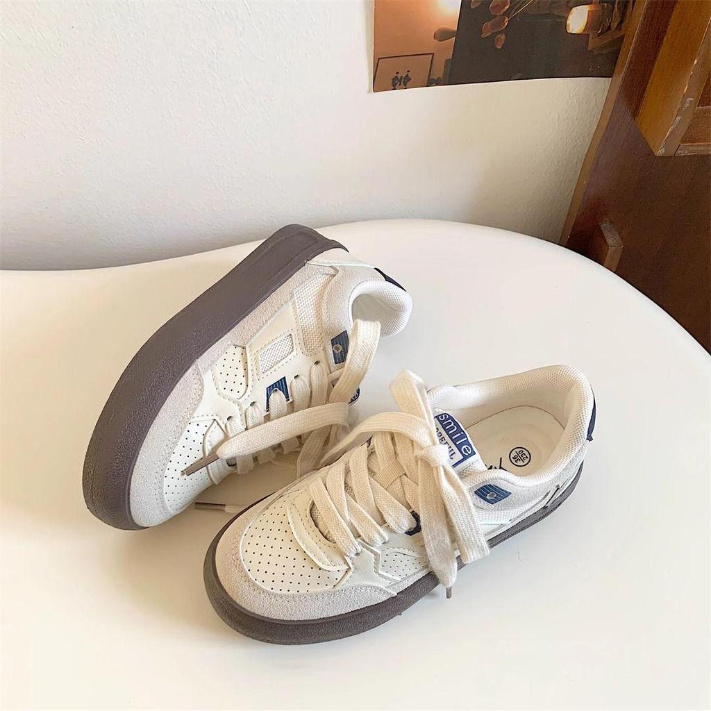 Женские универсальные спортивные туфли на толстой подошве в немецком стиле, осень 2024 г., синего и белого цвета