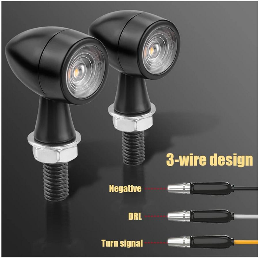 4 Pcs Motorcycle Dirt Bike Scooter Led Turn Signal Brake Light Drl Flashing Lamp