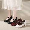 Thick Heel Height Increase Mary Jane Shoes Women's Summer New Fashion Square Head Light Mouth Small Leather Shoes One-word Buckle