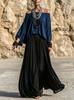 1116 European and American women's bohemian two-piece set off-the-shoulder shirt sleeves high-waisted pendulum long skirt casual suit