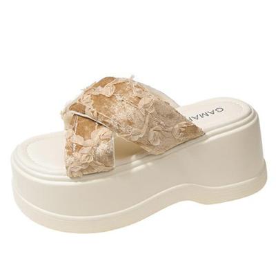 Модные женские тапочки через плечо 8 см, новые летние универсальные шлепанцы на толстой подошве и платформе, женская верхняя одежда 2024 года