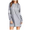 Women's Contrasting Color Long Sleeve Hooded Pocket Pullover Hooded Dress