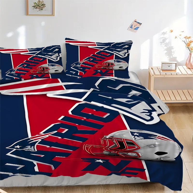 3 шт. Футбольный шлем New England Patriots Декор для дома Комплект постельного белья - Идеально для спальни, гостевой комнаты, гостиной, отеля - Идеальный подарок f