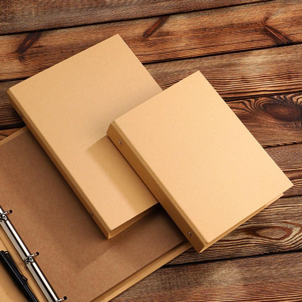 A5 B5 A4 Kraft Paper Binder Cover Kraft Paper Perforated Binder Folder New Binder File Clip