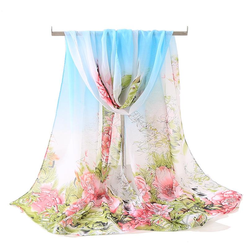 Chiffon Scarf for Women In Summer Ethnic Style New Style Gauze Scarf Korean Version for Women Versatile Sun Protection Shawl