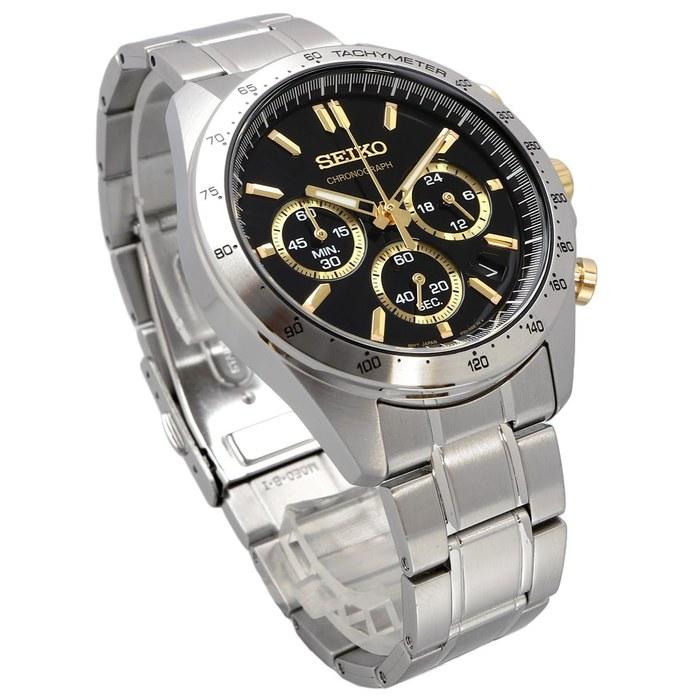 Мужские кварцевые часы Seiko с хронографом SBTR015 Черные и золотые