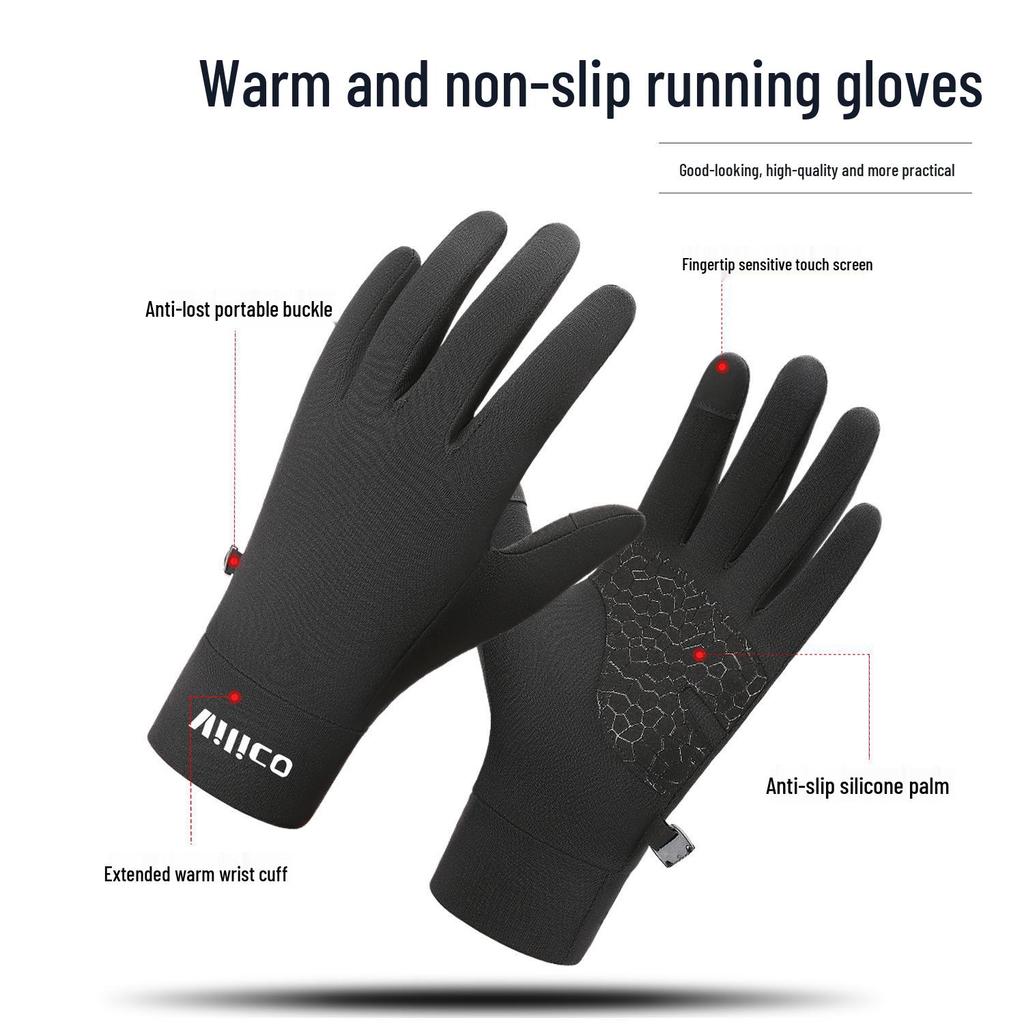 Мужские и женские зимние вязаные перчатки для бега и велоспорта с сенсорным экраном, нескользящие, теплые, тонкие для осенних и зимних видов спорта.