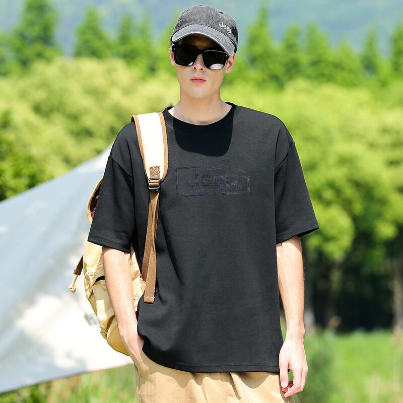 JEEP Men's Solid Color Loose Fit Short Sleeve T-Shirt