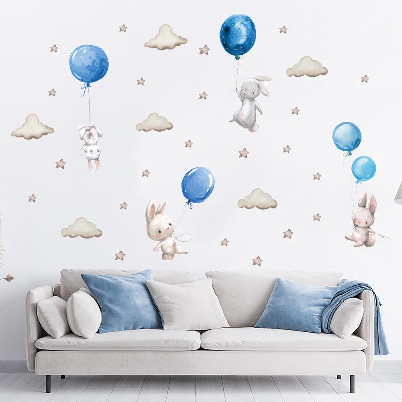Colorful Flower Pendant Lamp Bird Wall Sticker For Bedroom Living Room Entrance Home Background Decoration Self-adhesive 29*22CM